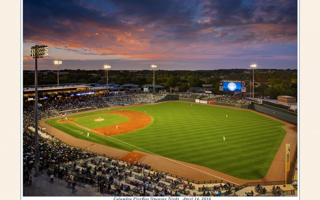 Columbia Fireflies opening night at Spirit Communications Park. Columbia, South Carolina